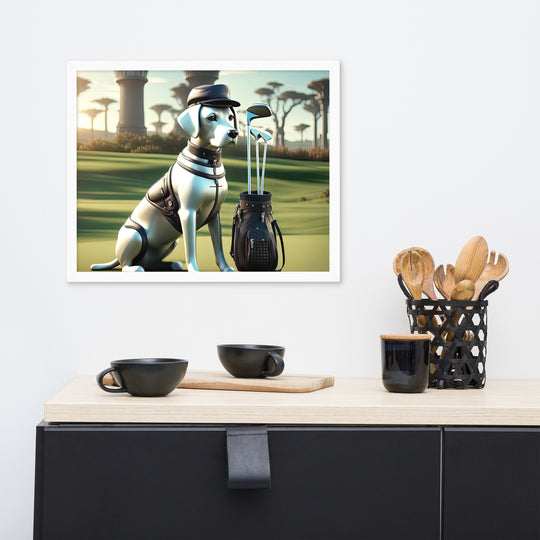 Framed poster-Labrador Retriever Golfer V18