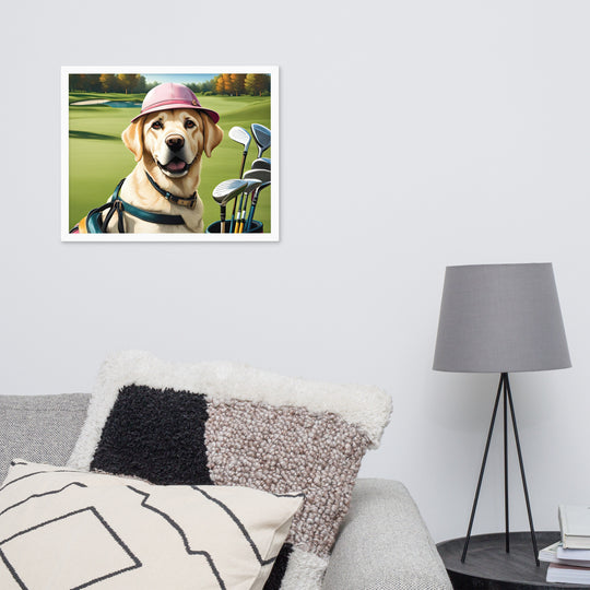 Framed poster-Labrador Retriever Golfer V19