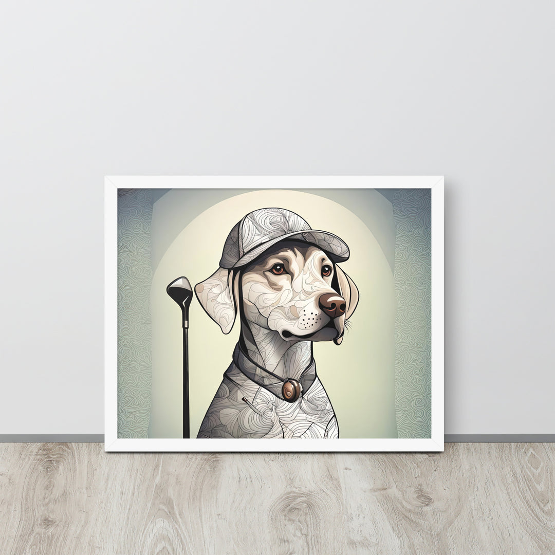 Framed poster-Labrador Retriever Golfer V22