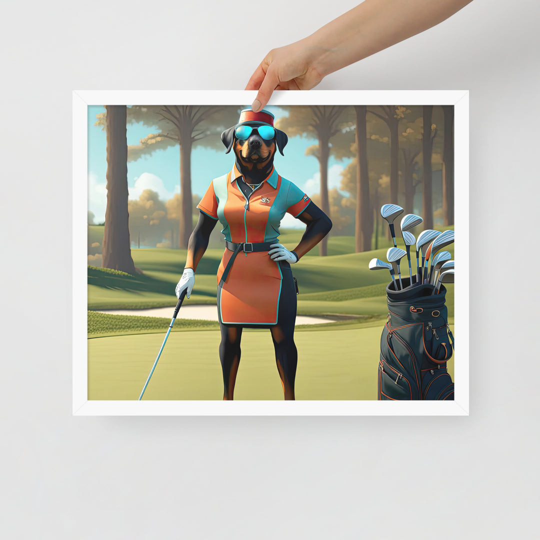 Rottweiler Golfer- Framed poster v4