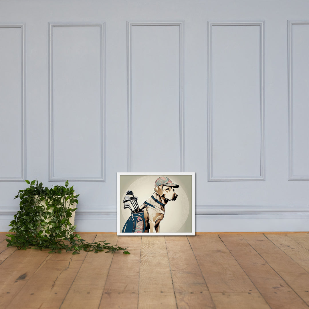 Framed poster-Labrador Retriever Golfer