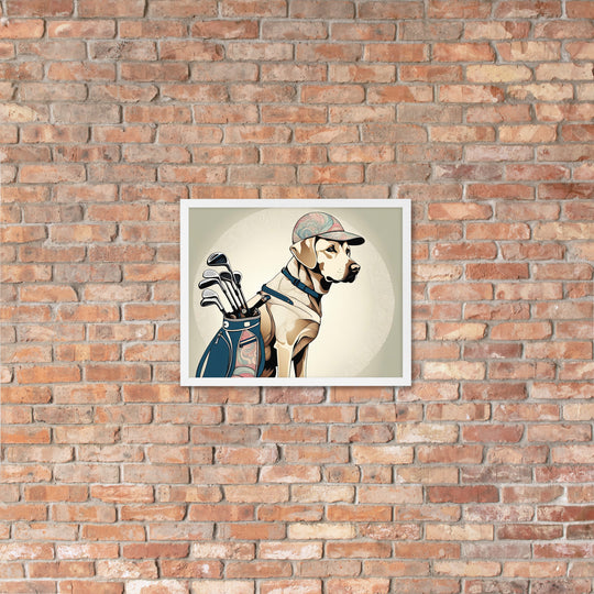 Framed poster-Labrador Retriever Golfer