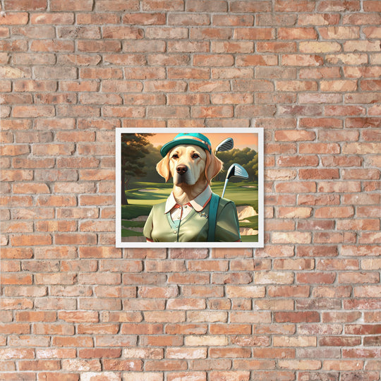 Framed poster-Labrador Retriever Golfer V14