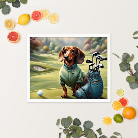 Dachshund Golfer- Framed poster