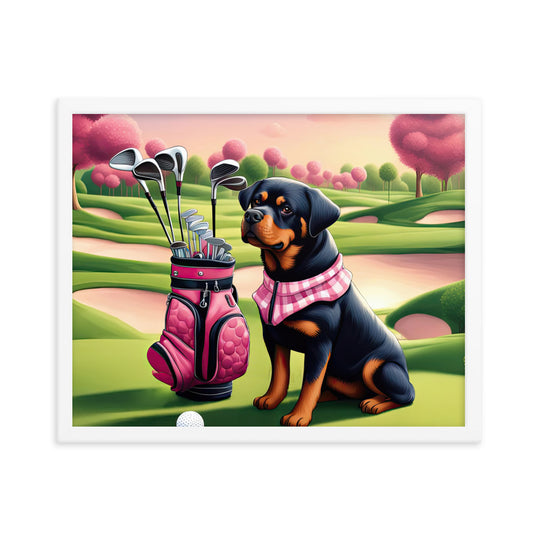 Rottweiler Golfer- Framed poster