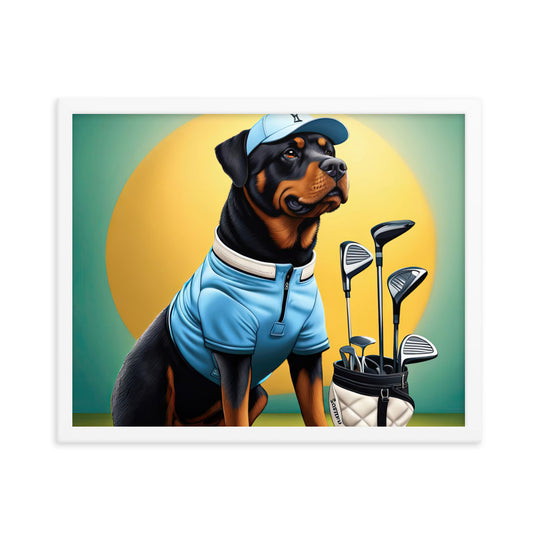 Rottweiler Golfer- Framed poster v2