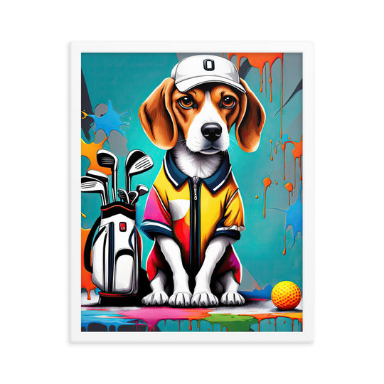 Beagle Golfer- Framed poster v4