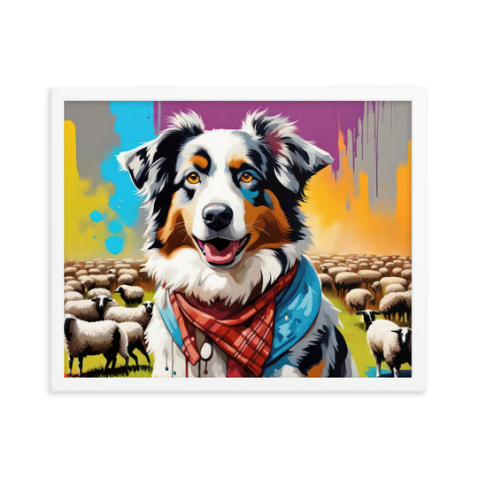 Australian Shepherd- Framed poster v3