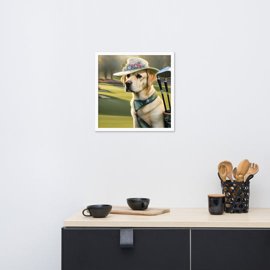 Framed poster-Labrador Retriever Golfer V5