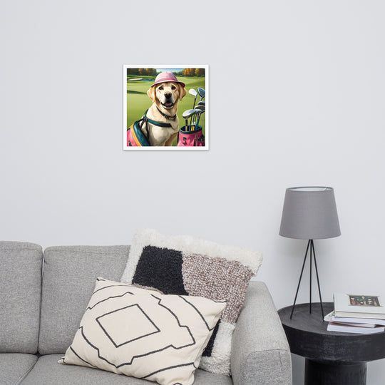 Framed poster-Labrador Retriever Golfer V19