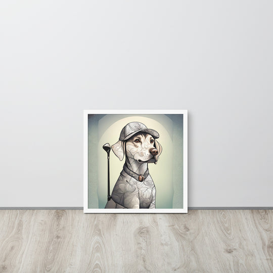 Framed poster-Labrador Retriever Golfer V22