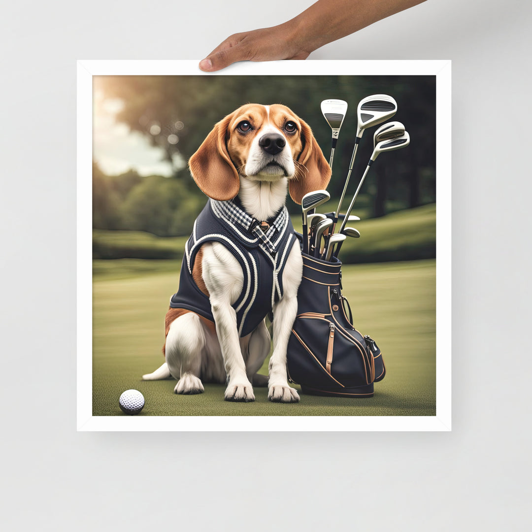 Beagle Golfer- Framed poster