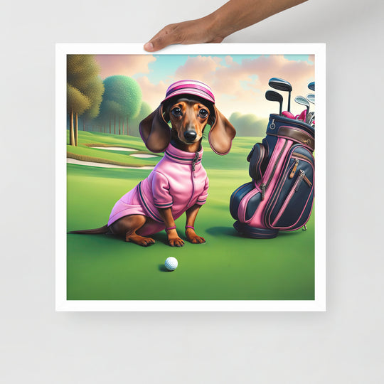 Dachshund Golfer- Framed poster v2