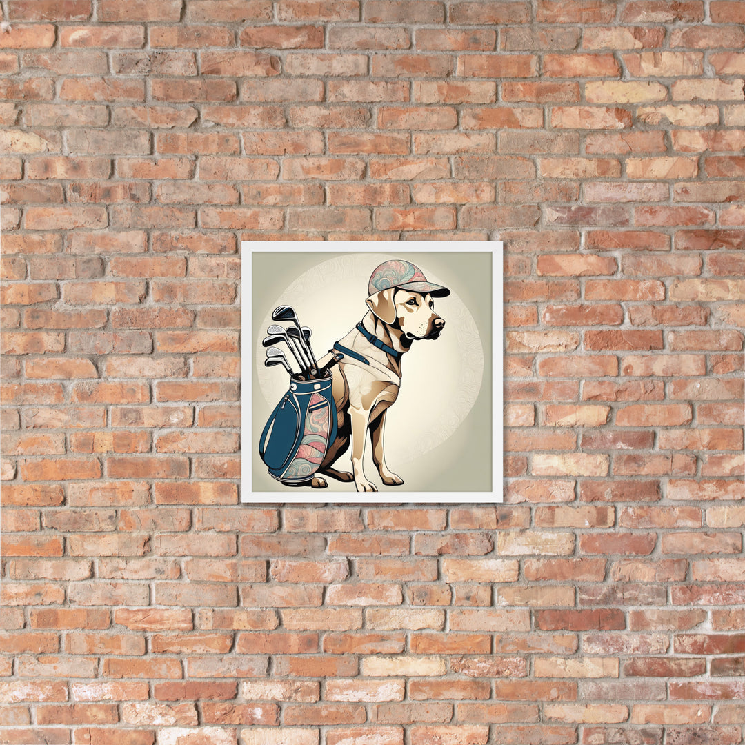 Framed poster-Labrador Retriever Golfer