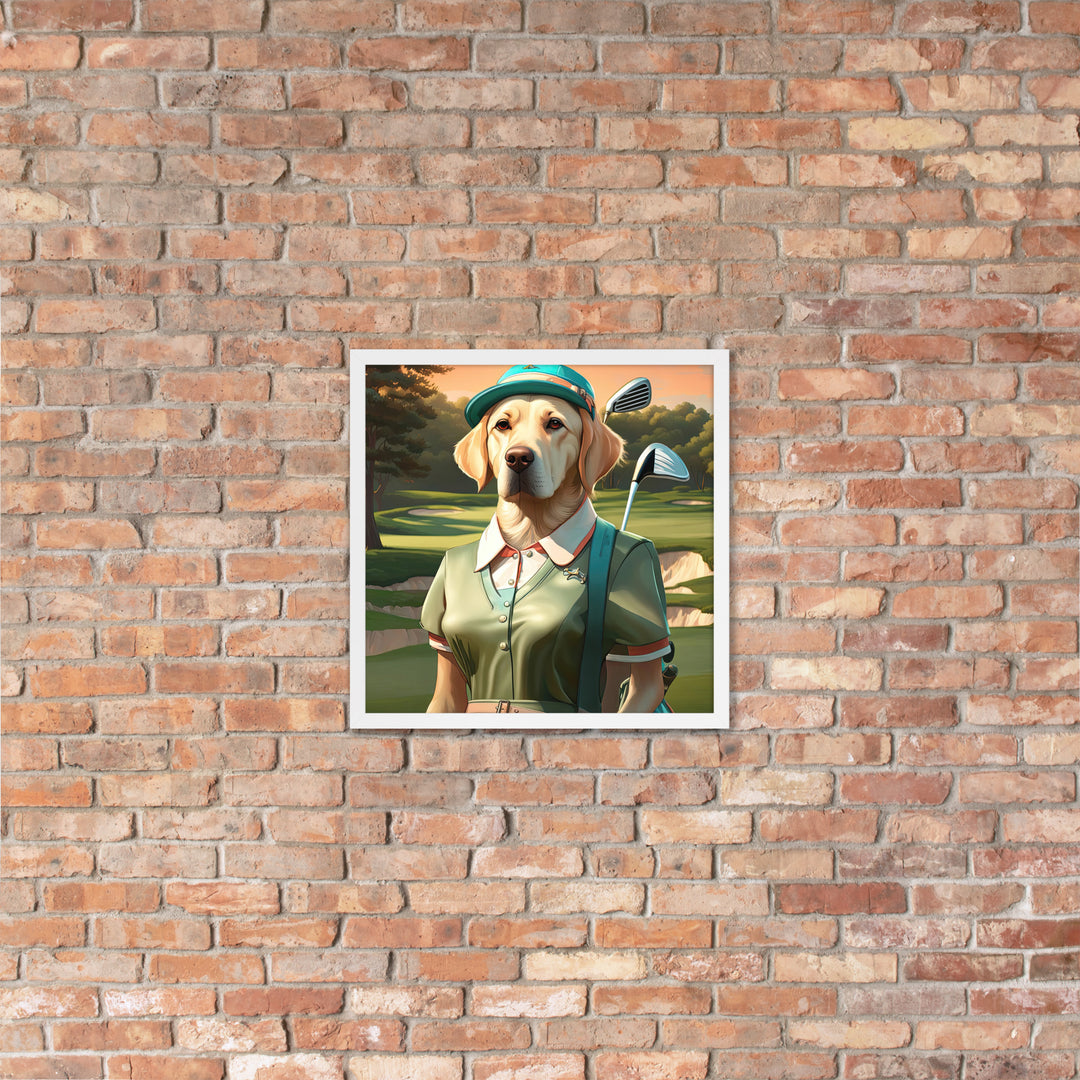 Framed poster-Labrador Retriever Golfer V14