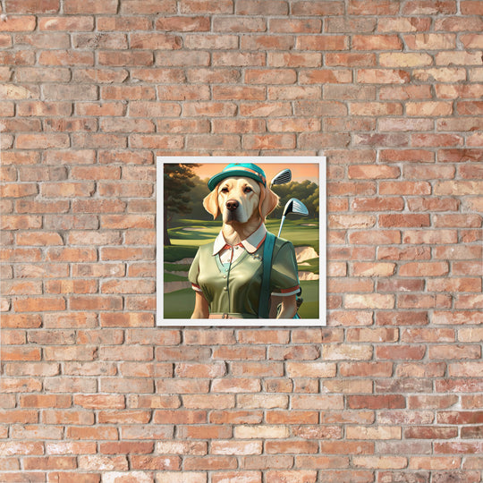 Framed poster-Labrador Retriever Golfer V14