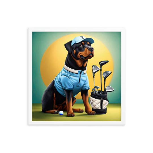 Rottweiler Golfer- Framed poster v2