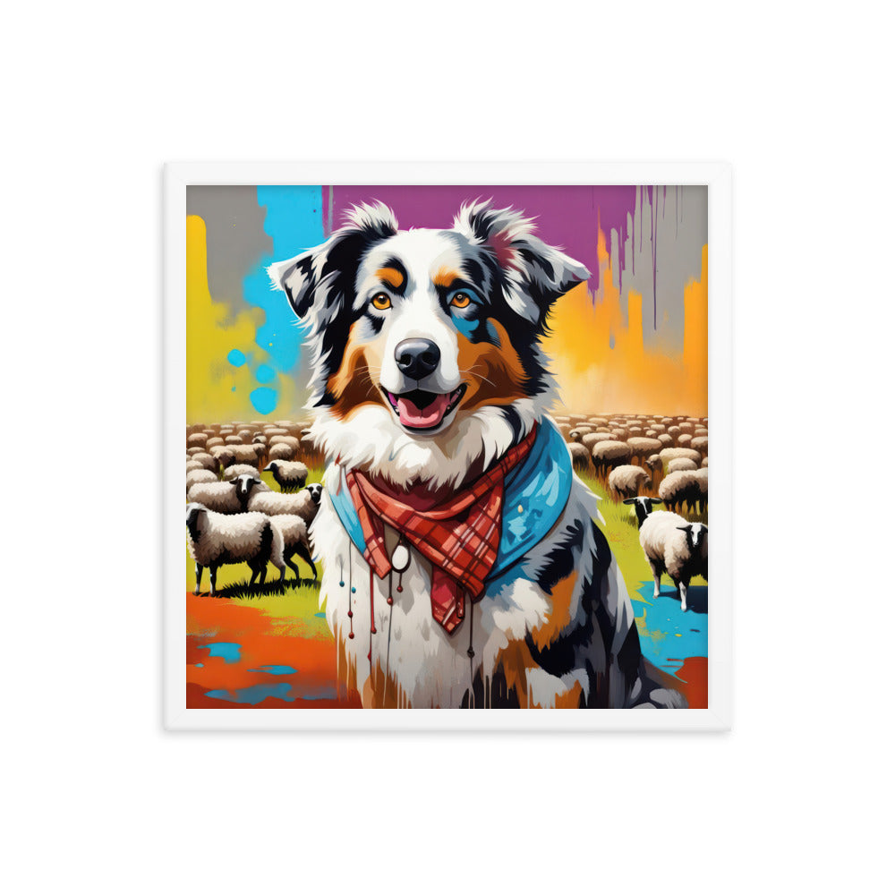 Australian Shepherd- Framed poster v3