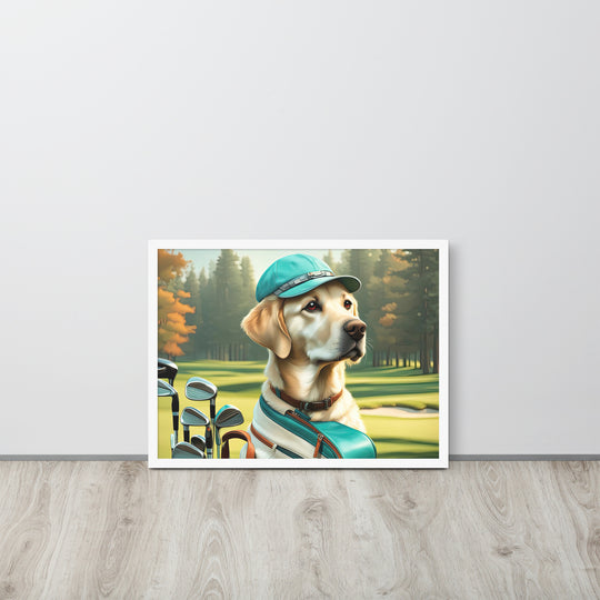 Framed poster-Labrador Retriever Golfer V10