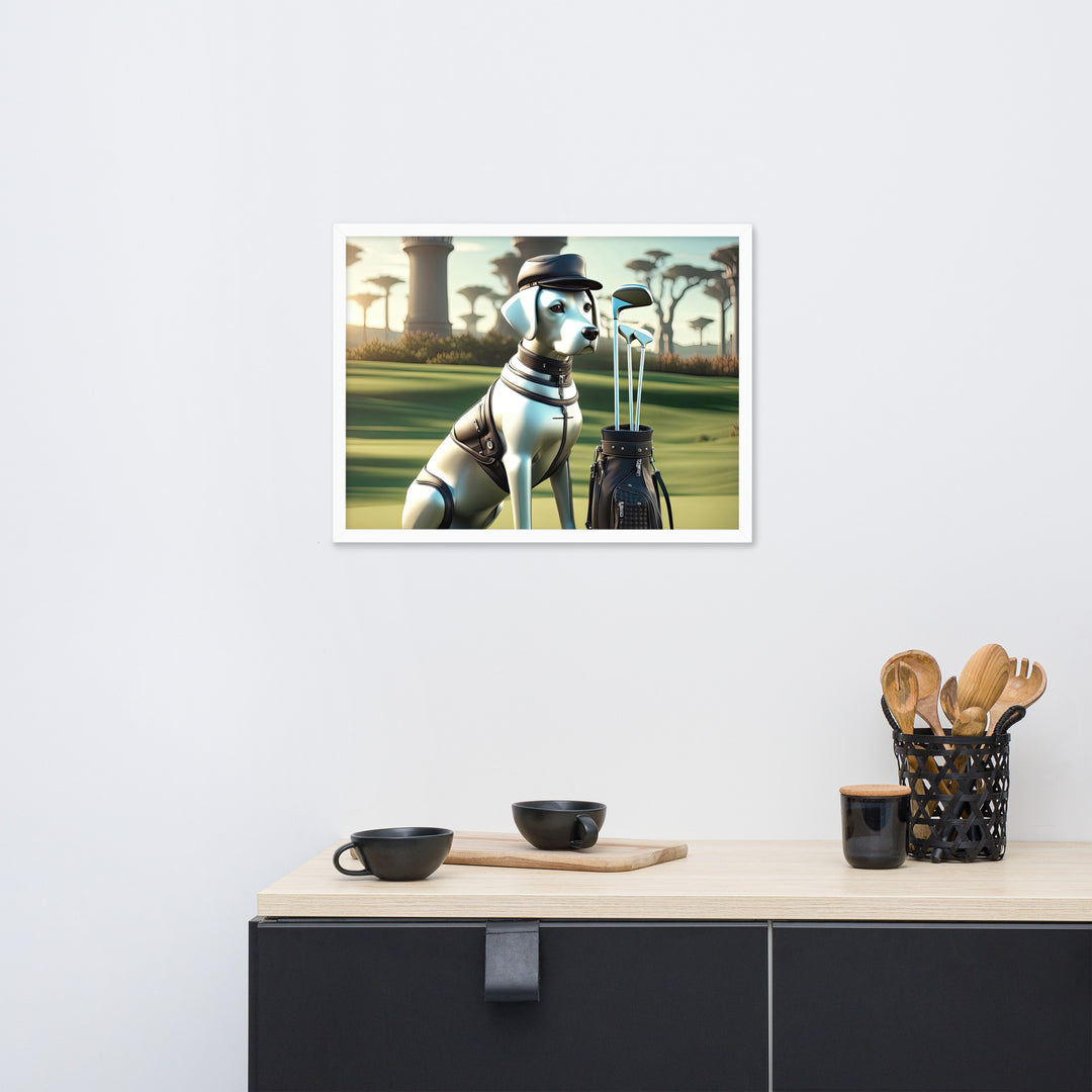 Framed poster-Labrador Retriever Golfer V18