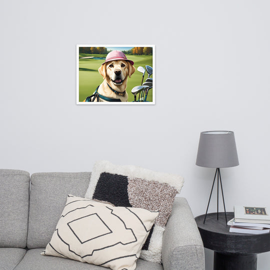 Framed poster-Labrador Retriever Golfer V19