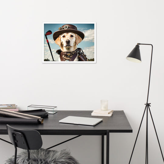 Framed poster-Labrador Retriever Golfer V20