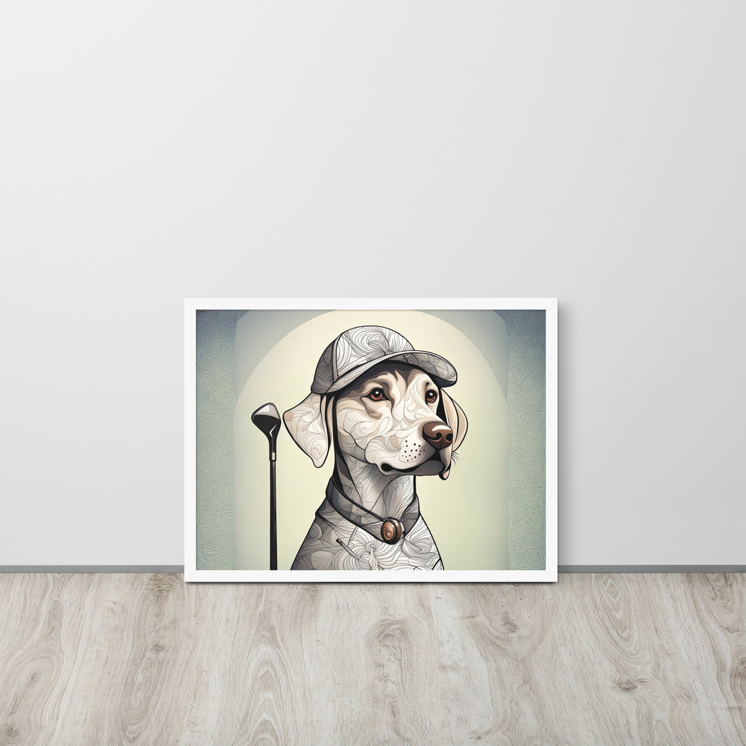 Framed poster-Labrador Retriever Golfer V22