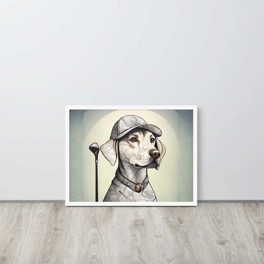 Framed poster-Labrador Retriever Golfer V22