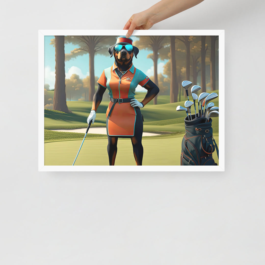 Rottweiler Golfer- Framed poster v4