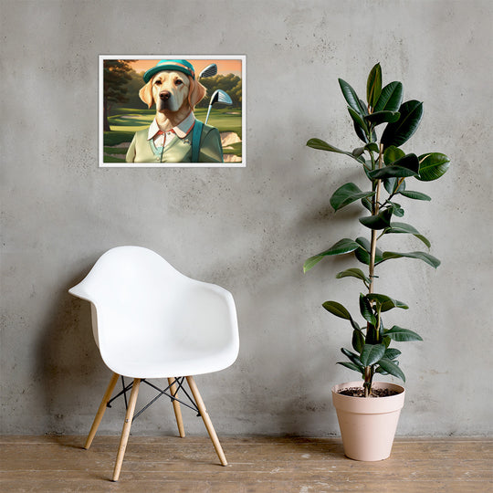 Framed poster-Labrador Retriever Golfer V14