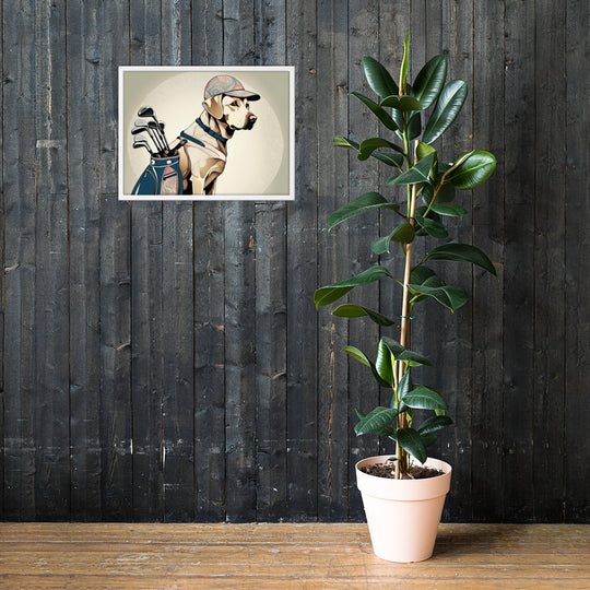 Framed poster-Labrador Retriever Golfer