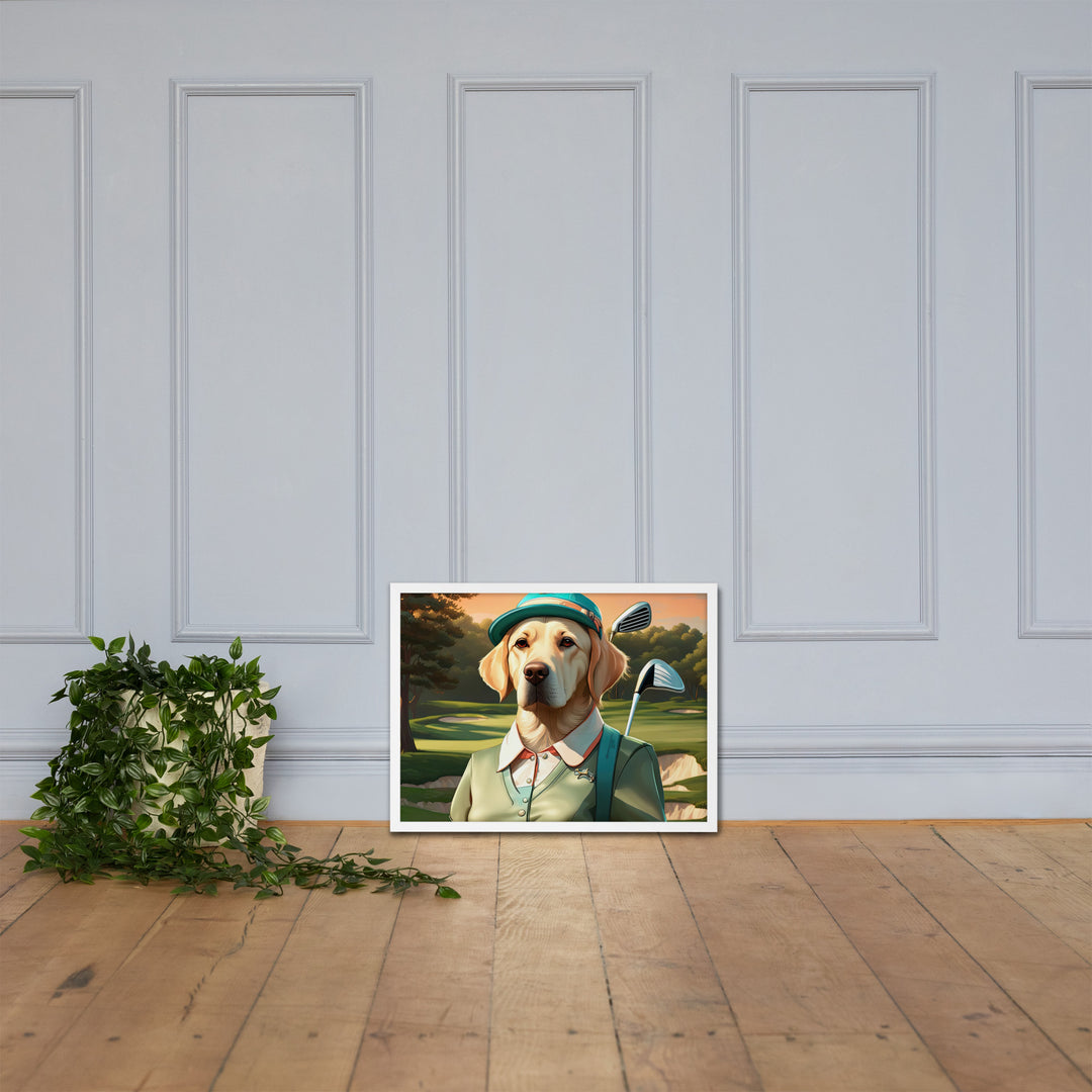 Framed poster-Labrador Retriever Golfer V14