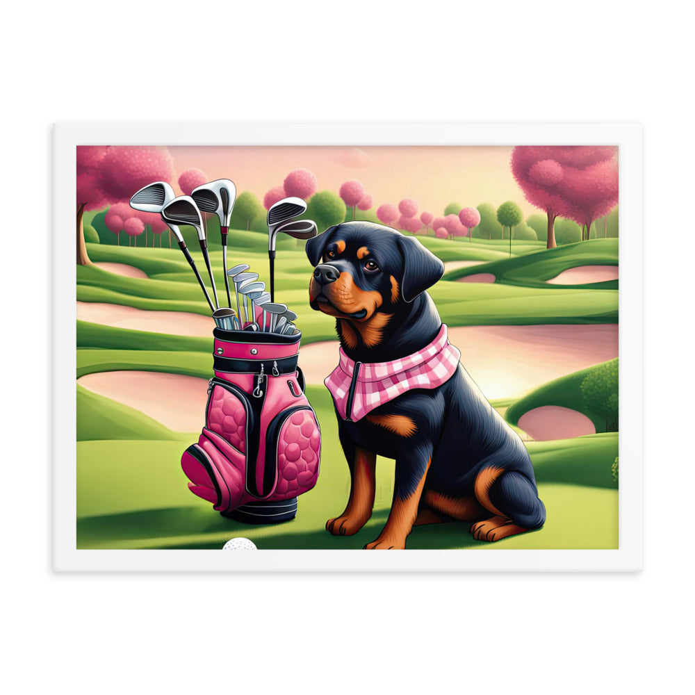 Rottweiler Golfer- Framed poster