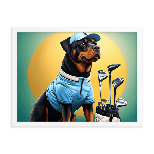 Rottweiler Golfer- Framed poster v2