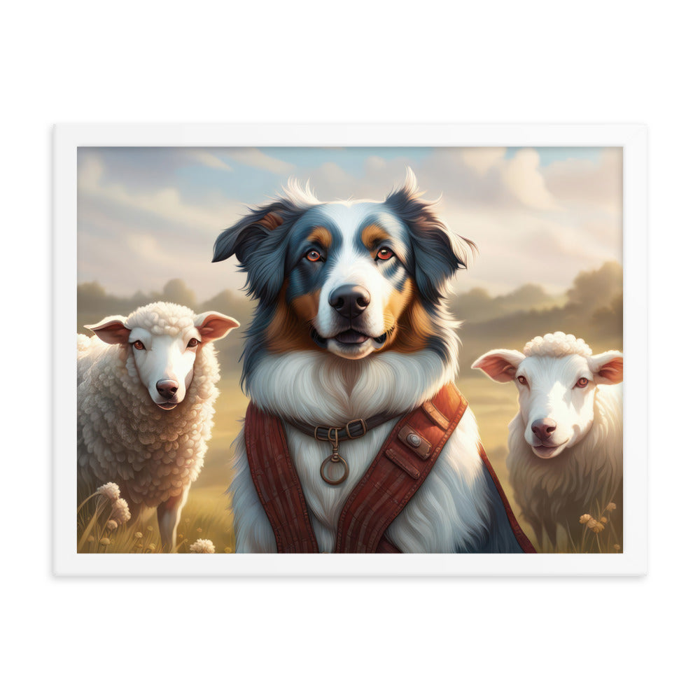 Australian Shepherd- Framed poster v4