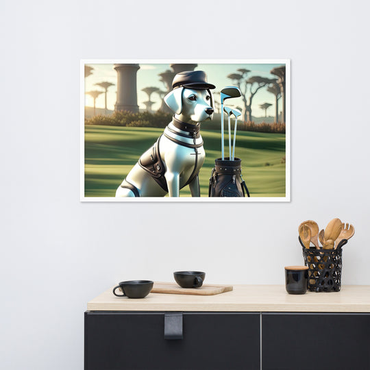 Framed poster-Labrador Retriever Golfer V18