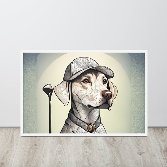 Framed poster-Labrador Retriever Golfer V22