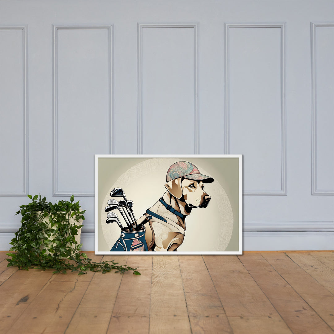 Framed poster-Labrador Retriever Golfer