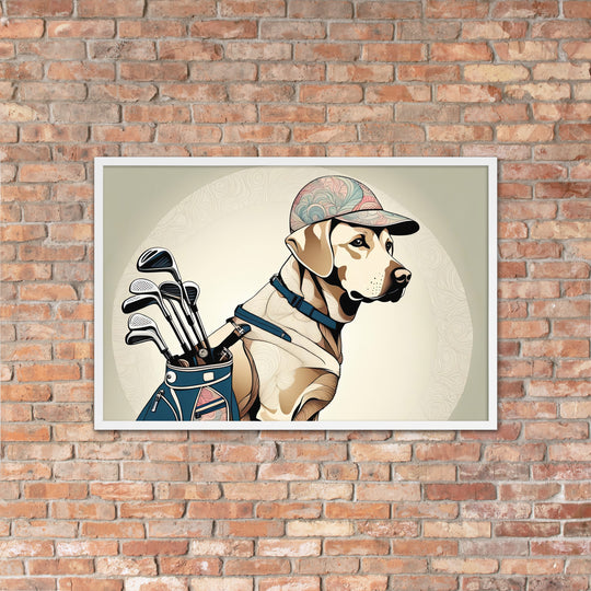 Framed poster-Labrador Retriever Golfer