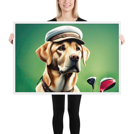 Framed poster-Labrador Retriever Golfer V3