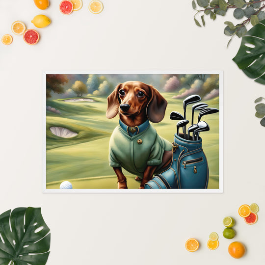 Dachshund Golfer- Framed poster