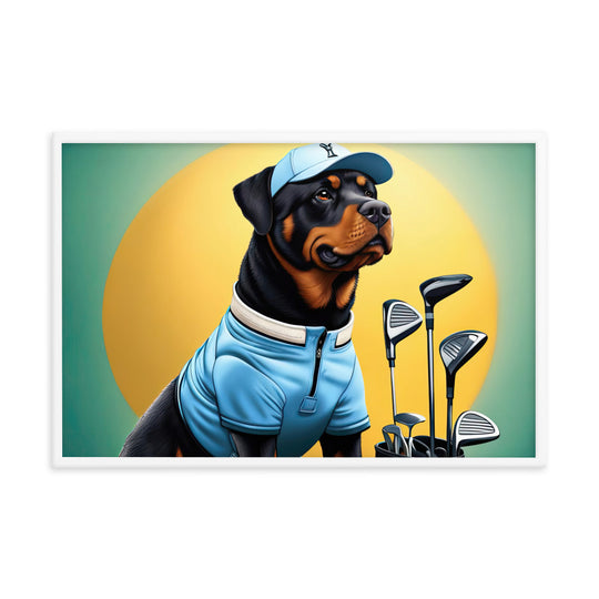 Rottweiler Golfer- Framed poster v2