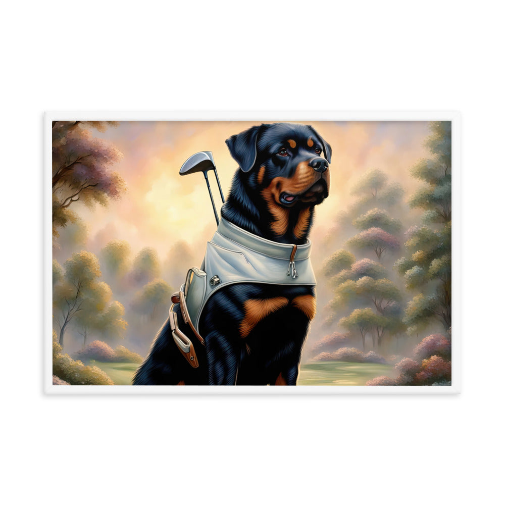 Rottweiler Golfer- Framed poster v3