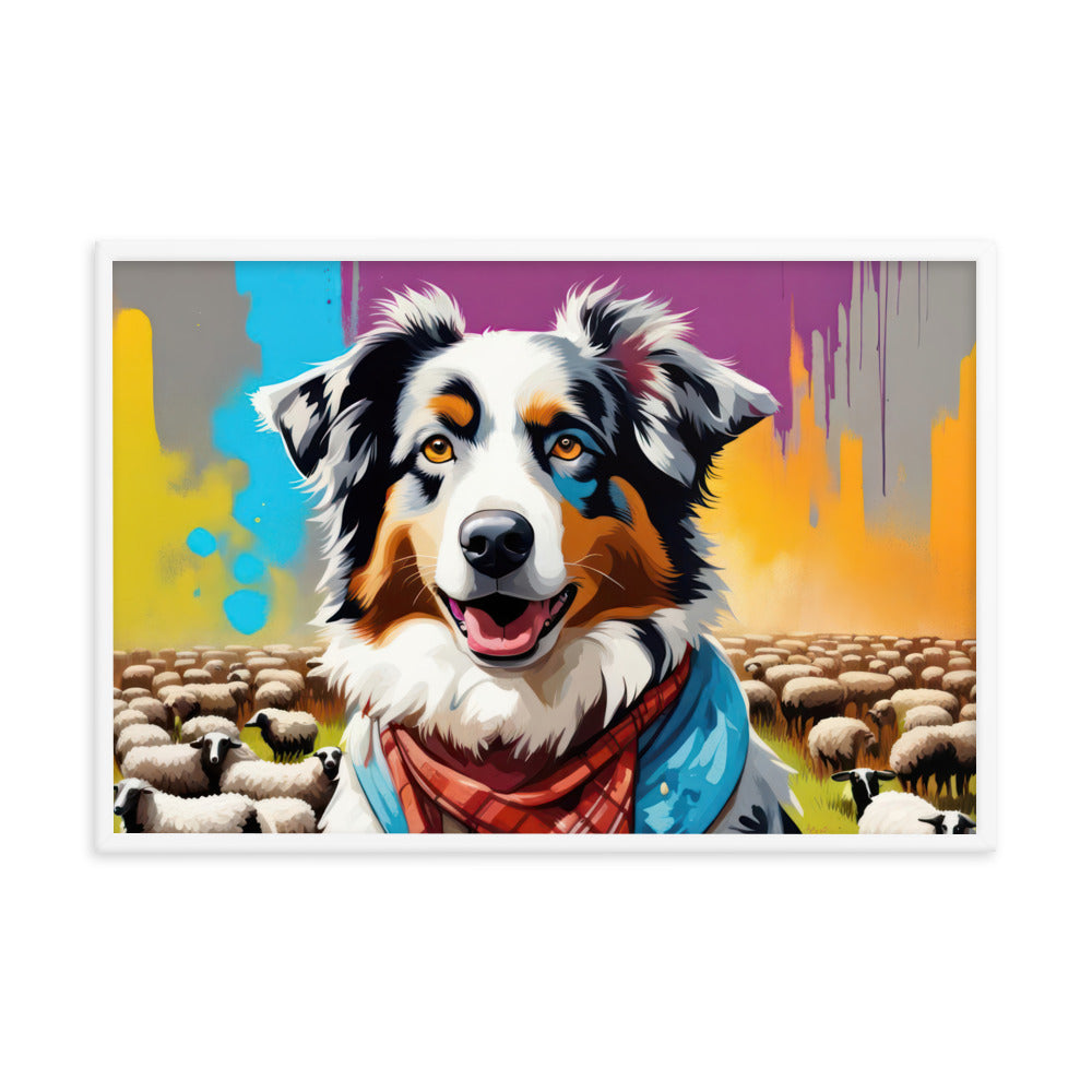 Australian Shepherd- Framed poster v3