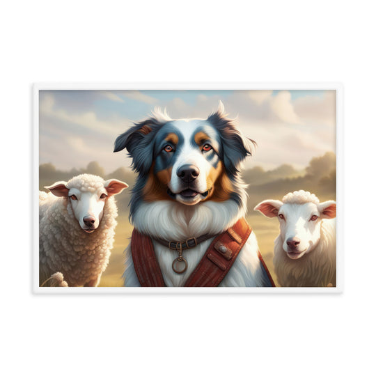 Australian Shepherd- Framed poster v4