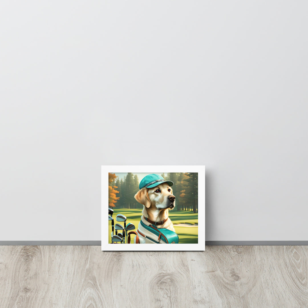 Framed poster-Labrador Retriever Golfer V10