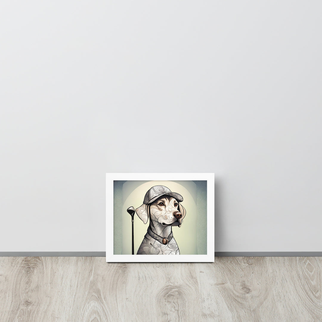 Framed poster-Labrador Retriever Golfer V22