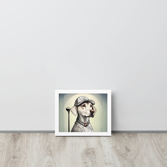 Framed poster-Labrador Retriever Golfer V22