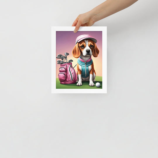 Beagle Golfer- Framed poster v3