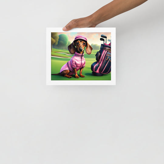 Dachshund Golfer- Framed poster v2